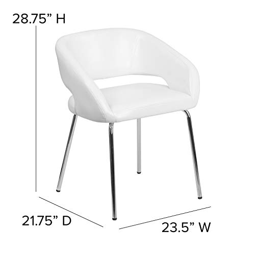 Flash Furniture Fusion Series Sedia da ricevimento laterale imbottita in pelle morbida, poltrona da salotto imbottita retrò per soggiorno o ufficio, White : Flash Furniture: Amazon.it: Casa e cucina