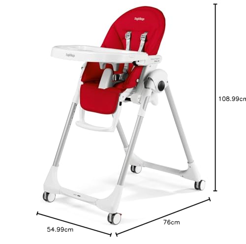 Peg Perego Prima Pappa Follow Me Seggiolone Pappa Neonati Reclinabile, Funzione Sdraietta, 4 ruote, Pieghevole e Ultracompatto, per Bambini da 0 a 3 Anni (0 15 kg), Fragola : Prima infanzia
