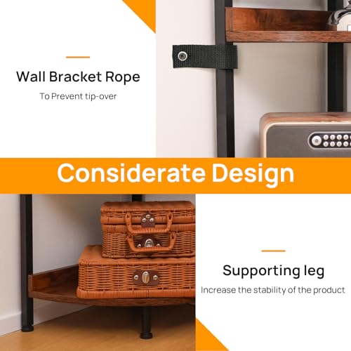 ALBAD Scaffale angolare a 5 ripiani, 150 cm, con struttura in metallo, libreria angolare in legno, espositore per piante, per bagno, soggiorno, cucina : Amazon.it: Casa e cucina