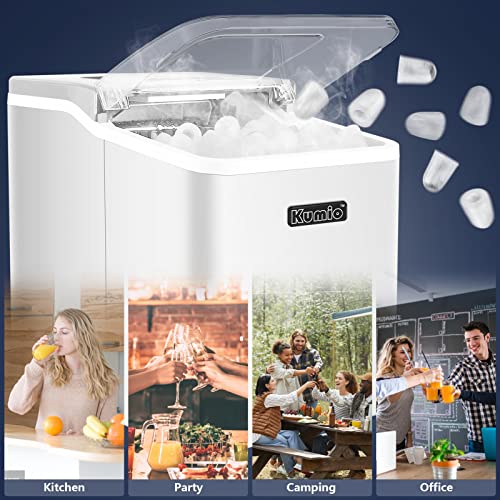 KUMIO Macchina per il ghiaccio da banco, 9 proiettili di ghiaccio pronto in 6 8 minuti, 12 kg/24 ore, macchina per il ghiaccio silenziosa portatile autopulente con paletta e cestello, bianco : Amazon.it: Casa e cucina