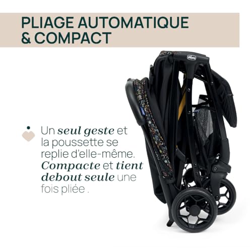 Chicco, Glee, Passeggino 0  Mesi 22 Kg, con Chiusura Automatica e Compatta, Capotte Estensibile con Trattamenti UV50  Antipioggia, Schienale Reclinabile e Regolabile, Poggiagambe : Prima infanzia