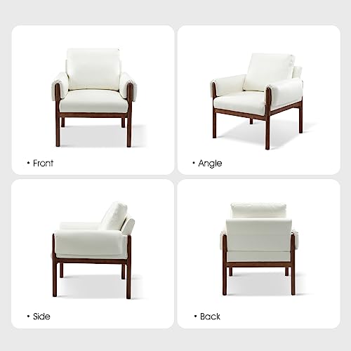 HULALA HOME Sedia da Lettura Sedia Laterale Moderna Rimovibile Cuscini per Schienale e Braccioli Imbottiti Extra Spessi Divani Sedie Gambe in Legno Massello per Soggiorno Camera da Letto Bianco : Amazon.it: Casa e cucina