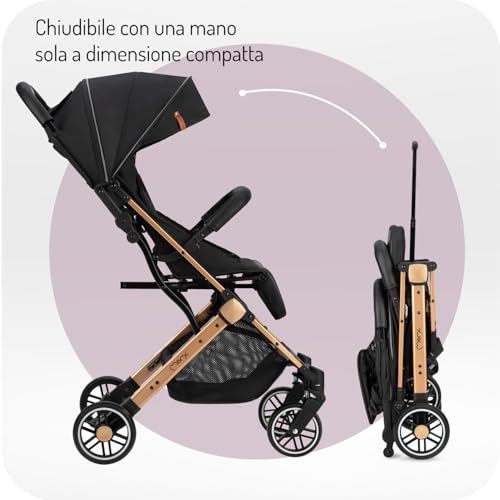 Momi Passeggino MoMi ESTELLE a partire da 6 mesi (fino a 15 kg), pieghevole con cintura di sicurezza a 5 punti, cestino porta spesa e funzione di apertura, manico telescopico per il traino : Amazon.it: Prima infanzia