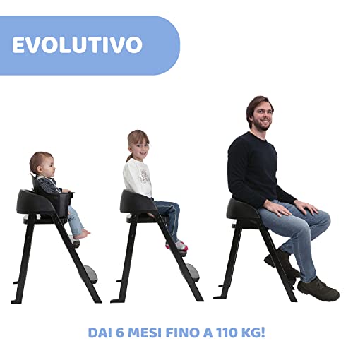 Chicco Sedia Evolutiva Crescendo Lite completa di accessori: seggiolone, vassoio e imbottitura, Sedia Bambino 36 Mesi 40 kg, Nero : Prima infanzia