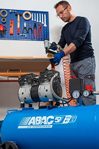 ABAC Compressore d'Aria Silenzioso EASE AIR 50, Compressore Aria Oil Free, Pressione Massima 8 Bar, Potenza 1 Hp, Serbatoio 50 Litri, Rumorosità 59 dB : Amazon.it: Fai da te