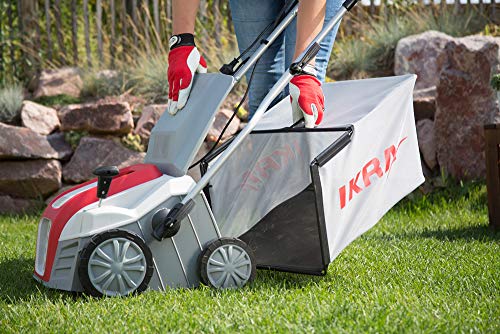 IKRA 80201020 scarificatore arieggiatore Elettrico IEVL 1840, Cesto di Raccolta 55l, Larghezza 40cm, profondità di Lavoro Regolabile, 1800 W, 230 V, Griggio/Rosso : Amazon.it: Giardino e giardinaggio