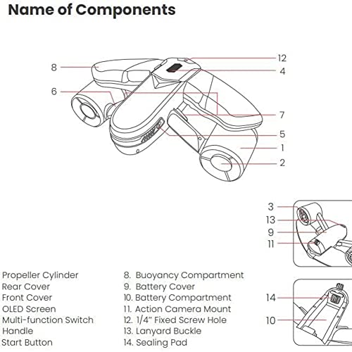 HYQNG Scooter Marino a Doppio Motore da 40 m, Scooter subacqueo con Display a LED, Drone Elettrico Impermeabile a 3 Livelli di velocità 2 m/s con Supporto per Fotocamera Ricaricabile, per Fotografia : Elettronica