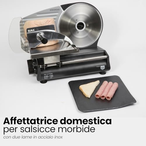 ELMA Affettatrice Elettrica Premium con 2 Lame | Ø220mm | 150 W, 31 x 25 x 41 cm | Lame Rimovibili in acciaio inossidabile | Adatto per uso Domestico non professionale : Amazon.it: Casa e cucina