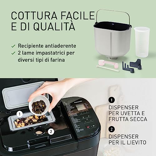 Panasonic SD YR2540 Premium Grigio Macchina per il pane completamente automatica, design orizzontale e dispenser per lievito, 32 programmi automatici, due sensori di temperatura, tempo predefinito di : Amazon.it: Casa e cucina
