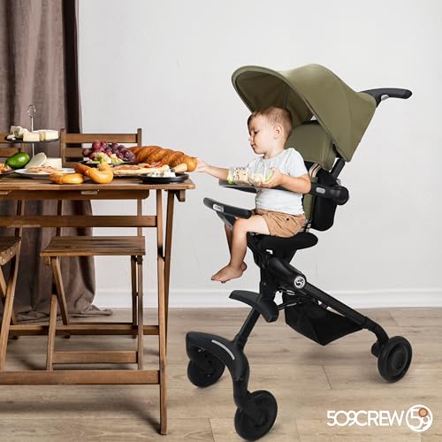 509 Crew EZ TRAVELLER Baby Buggy Stroller Pushchair, Easy & Compact Fold, 2 posizioni Recline Backrest, manico regolabile in altezza, barra frontale regolabile, canopy, basket, da 6 m a 15 kg, kaki : Prima infanzia