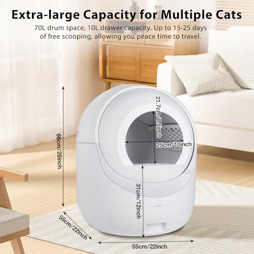 Opetdo Lettiera Gatto Autopulente 70L   10L, Lettiera Automatica per Gatti con Monitoraggio Sanitario APP, Isolamento Odori/Comando APP per Più Gatti : Amazon.it: Prodotti per animali domestici