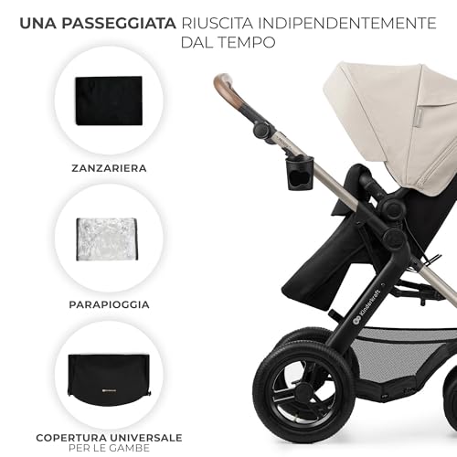 Kinderkraft MOOV2 Trio passeggino neonati 3 in 1 fino 26 kg, con Ovetto I SIZE 40 75 cm, Carrozzina reversibile fronte mamma e strada, Schienale regolabile, Ruote gonfiabili, Grigio : Amazon.it: Prima infanzia