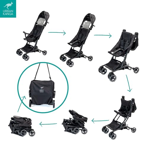 Urban Kanga Bandicoot Passeggino da Viaggio Leggero per Aereo fino a 25 kg (Nero) : Prima infanzia