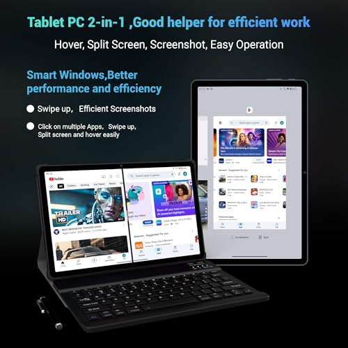 FASTWD 2024 Newest Tablet Android 14 tablet 11 Pollici con 4G LTE e 5G WiFi,36GB RAM 256GB ROM,9580mAh,2000 * 1200 incell FHD,Widevine L1,GPS/BT5/Tablet 2 in 1 con tastiera,Grigio : Informatica