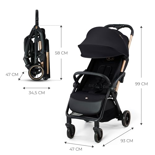Kinderkraft APINO Passeggino Leggero fino 22 kg, Solo 7,5 Kg, Passeggino Da Viaggio, Pieghevole automatico, Schienale Regolabile In Posizione Sdraiata, Copertura Antipioggia, Nero : Prima infanzia