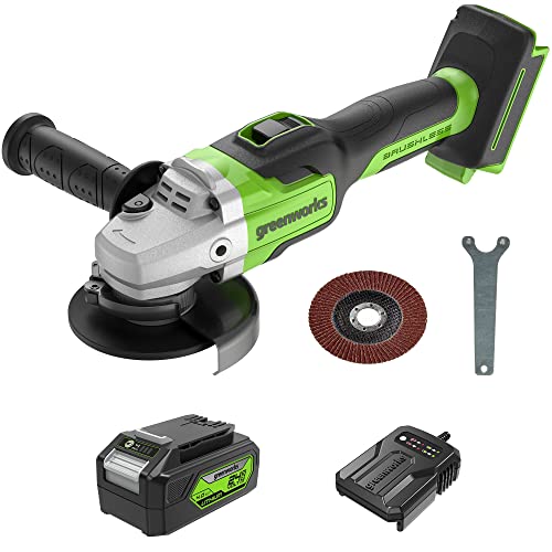 Greenworks GD24AGK4 Smerigliatrice Angolare a Batteria con Disco da Taglio 125mm, 10500 giri/min., per Destrorsi o Mancini, Batteria 24V 4Ah e Caricabatterie, Garanzia 3 Anni : Amazon.it: Fai da te