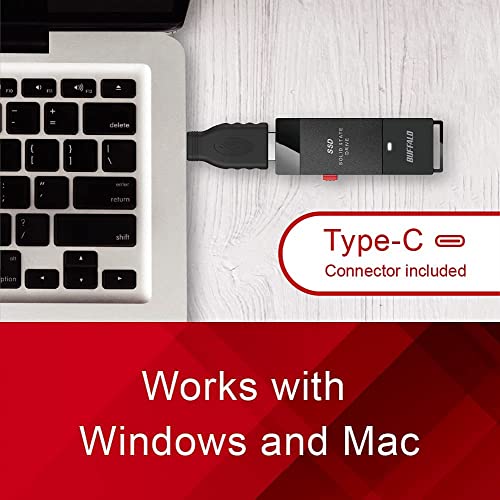 Buffalo SSD portatile da 2TB SSD Put   USB 3.2 A & C compatibile Solid State Drive Memoria esterna : Informatica