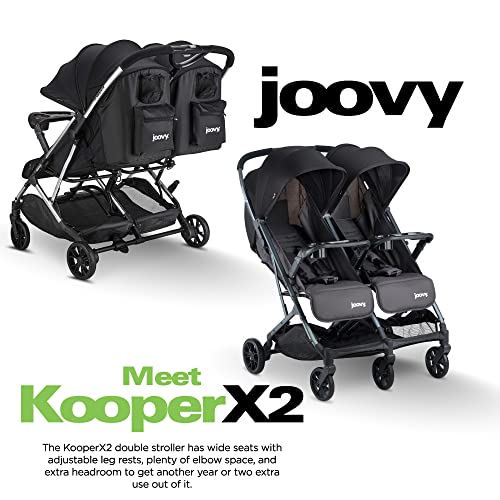 Joovy Kooper X2 doppio passeggino, passeggino leggero, pieghevole compatto con vassoio, grigio : Prima infanzia