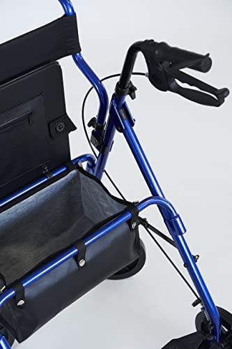 e wiwa Rollator in alluminio trasformabile in carrozzina, con pedane indipendenti, impugnature anatomiche regolabili in altezza, sedile, poggiaschiena, cestino : Amazon.it: Salute e cura della persona