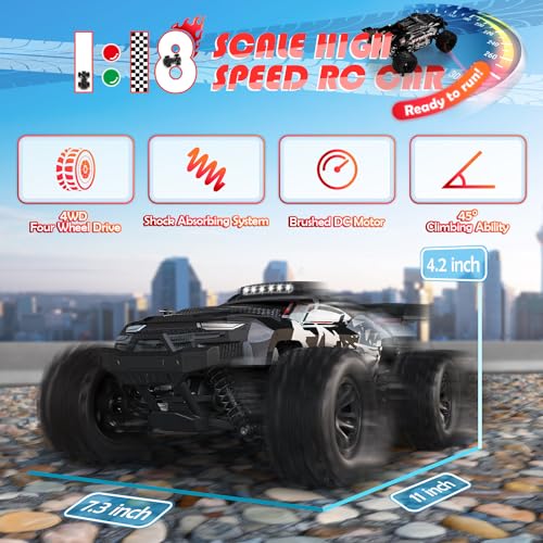 Kizeefun Macchina Telecomandata   2,4GHz 1:18 Alta Velocità Offroad 4WD RC Auto Vehicle con 2 Batterie 70 Minuti di Gioco Auto Radiocomandata per Bambini Adulti : Giochi e giocattoli
