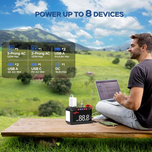 POWSTREAM   Generatore solare da 88,8 Wh, centrale elettrica portatile con pannello solare incluso, batteria agli ioni di litio con presa USB CA per campeggio all'aperto, avventura, casa, : Amazon.it: Giardino e giardinaggio