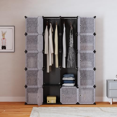 Mondeer Armadio, Legno Polipropilene (PP) Metallo Plastica Acrilonitrile butadiene stirene (ABS), Nero, Semitrasparente, Bianco, 14547181cm : Amazon.it: Casa e cucina