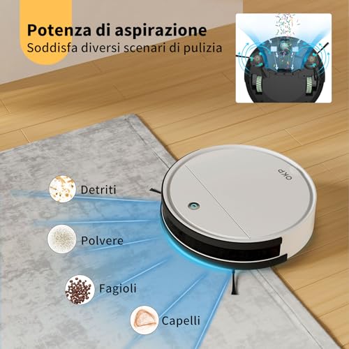 OKP K5B Robot Aspirapolvere e Mocio Ultra Sottile 7.7 cm, 2500Pa, Wi Fi/App/Alexa, Adatto per Salviette Monouso, Ideale per Peli di Animali, Tappeti, Pavimenti Duri, Automatic Recharge : Casa e cucina
