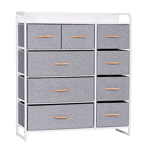 LYNCOHOME Cassettiera in tessuto cationico con 9 cassetti, per camera da letto, soggiorno, armadio, contenitori in tessuto facile da tirare e parte superiore in legno, comò in tessuto (grigio neve) : Amazon.it: Casa e cucina