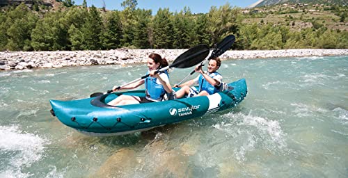 Sevylor Tahaa Kayak con pagaia, Canoa Gonfiabile 2 Persone, Barca a Paddle con Robusto Guscio in PVC, Cinghie per Il Fissaggio dei Bagagli, Struttura a Barre per un'elevata stabilità in Acqua : Amazon.it: Sport e tempo libero