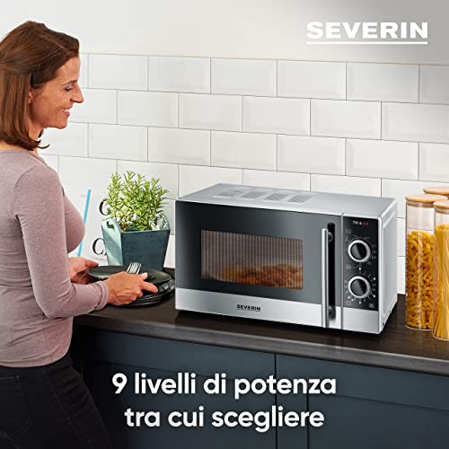 SEVERIN MW 7874 Forno microonde 700 W e potenza grill 900 W, Microonde 20 L con piatto girevole, scongelamento, 9 modalità di cottura, timer 30min e maniglia professionale, Argento : Amazon.it: Casa e cucina