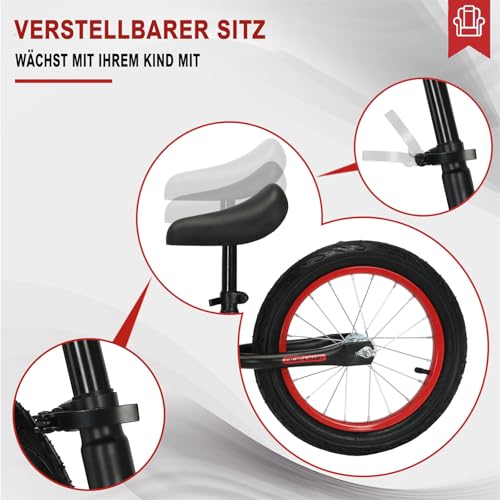 Balance Bike Per Bambini (Da 3 Anni A 45 Kg), Telaio In Acciaio Al Carbonio, 16 Pollici, Manubrio E Sellino Regolabili, Balance Bike Da Esterno Per Ragazzi E Ragazze : Giochi e giocattoli