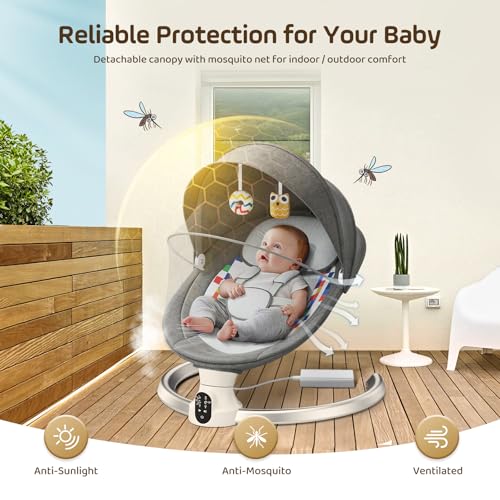 Brolteja Sdraietta Neonati,Sdraietta Neonati Elettrica con App Telecomando e Bluetooth,Dondolo Neonati Elettrico con cintura di sicurezza a 5 punti,10 Melodie,per Bambini fino 9 kg : Prima infanzia
