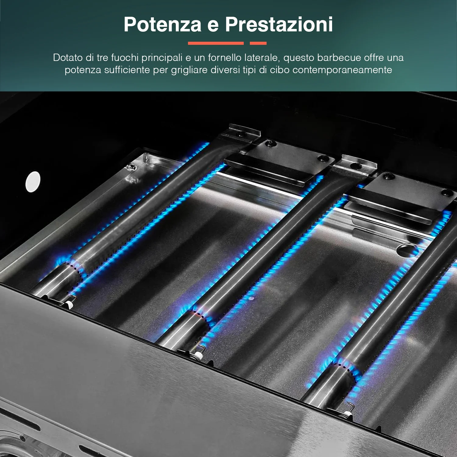 Barbecue A Gas 3 Fuochi E Fornello Laterale Con Ruote