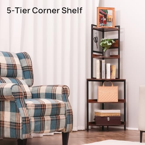 ALBAD Scaffale angolare a 5 ripiani, 150 cm, con struttura in metallo, libreria angolare in legno, espositore per piante, per bagno, soggiorno, cucina : Amazon.it: Casa e cucina