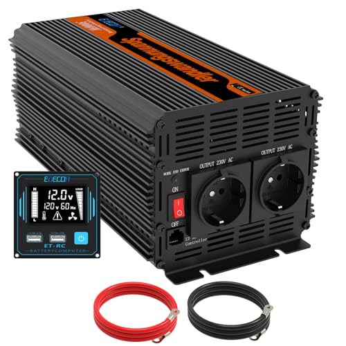 EDECOA Inverter 12v 220v 3000w convertitore onda modificata telecomando 2x usb transformatore per camper auto barca isolamento galvanico (2a generazione) : Amazon.it: Auto e Moto