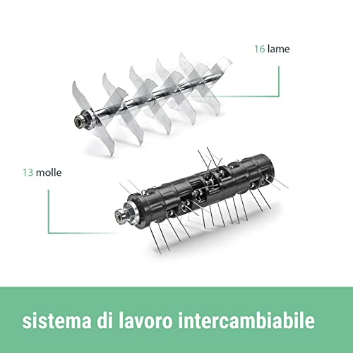Alpina Scarificatore Elettrico ASC 1.3 E, Motore da 1300 W, Con 16 Lame e 36 molle, Profondità regolabile da   6 mm a   4 mm, per scarificare e arieggiare il terreno, Sacco di Raccolta da 40 l : Amazon.it: Giardino e giardinaggio