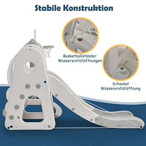 COSTWAY Parco giochi 6 in 1 per bambini, scivolo e altalena e canestro da basket, scala e porta da calcio, altalena da giardino, per bambini, per interni ed esterni (bianco) : Amazon.it: Giochi e giocattoli