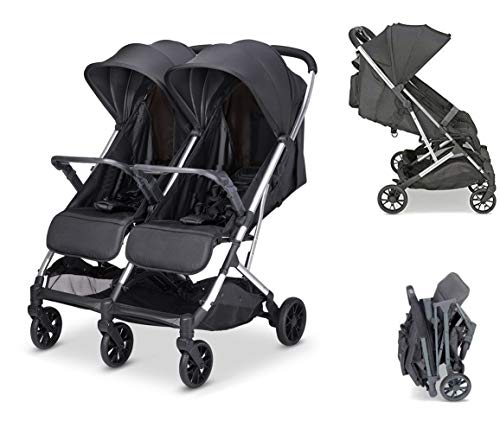 Babify Twin Air Passeggino gemellare, leggero e compatto, omologato fino a 22 kg, passeggino doppio Soft Grey : Prima infanzia