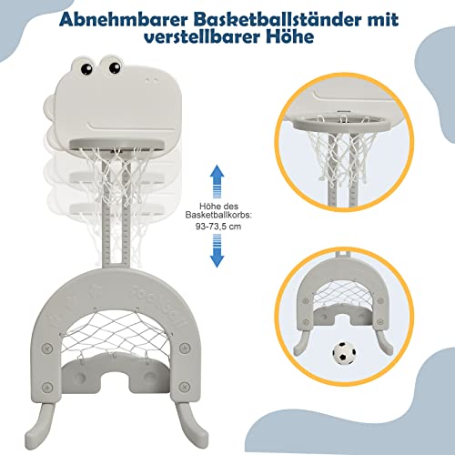 COSTWAY Parco giochi 6 in 1 per bambini, scivolo e altalena e canestro da basket, scala e porta da calcio, altalena da giardino, per bambini, per interni ed esterni (bianco) : Amazon.it: Giochi e giocattoli