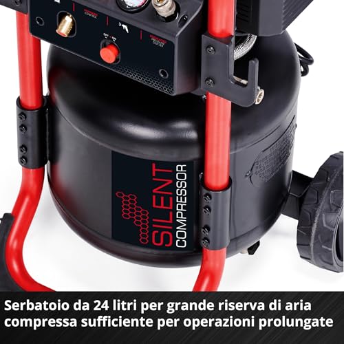 Einhell Compressore TE AC 240/24 Silent (1500 W, max. 10 bar, serbatoio da 24 l, potenza di aspirazione 240 l/min, compressore silenziato da 70 dB, 2 manometri, riduttore di pressione) : Amazon.it: Fai da te