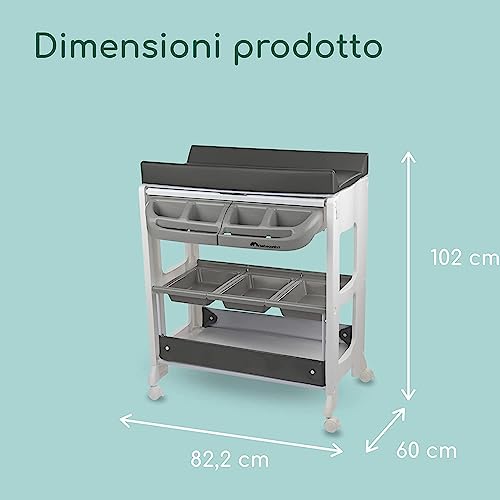 Bebeconfort Dolphy Fasciatoio con Vaschetta Bagnetto Neonato 2 in 1, 0 12 Mesi (max 11kg), Fasciatoio con Ruote, Cassettiera, Materassino Imbottito Cambio Pannolini, Pratico Tubo di Scarico, Grey Mist : Amazon.it: Prima infanzia