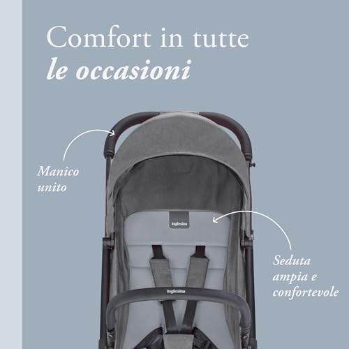 Inglesina Sketch Passeggino Leggero e Compatto, Grigio, Confortevole, fino a 17kg, Chiusura una Mano, UPF 50  : Prima infanzia
