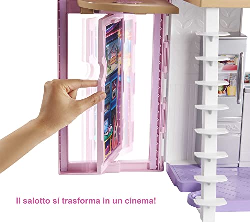 Barbie   Casa di Malibu   Casa di Barbie Malibu   Playset Trasformabile con Plug and Play   Oltre 25 Accessori   60 Cm   Regalo per Bambini da 3  Anni, FXG57 : Videogiochi