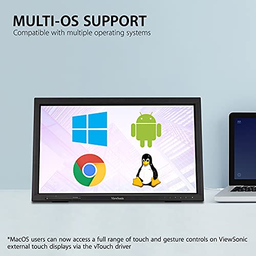 ViewSonic TD2223   Monitor Touch da 54,6 cm (22") (Full HD, HDMI, USB, multitouch a 10 Punti, Supporto Integrato, Altoparlante, Servizio di Sostituzione 4 Anni) Nero : Informatica