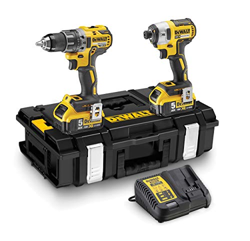 DEWALT DCK266P2 QW, Kit da 2 utensili con trapano a percussione compatto DCD796 e avvitatore a percussione DCF887, XR 18 V, 5 Ah, A batteria, Velocità variabile, Per metallo, cemento e legno : Amazon.it: Fai da te