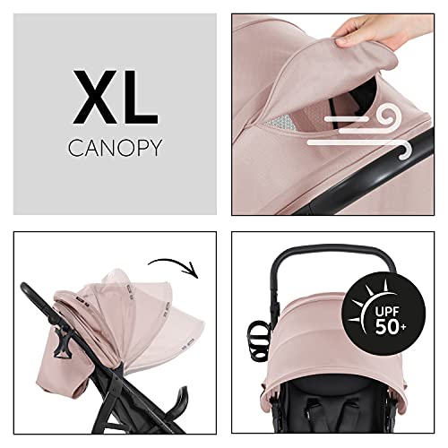 hauck Passeggino Leggero Rapid 4D per Bambini dalla Nascita fino a 22 kg con funzione Reclinabile, Pneumatici in Gomma, Portabicchieri, UPF 50 , Passeggino Compatto, Cestino XL fino a 3 kg   Rosa : Prima infanzia