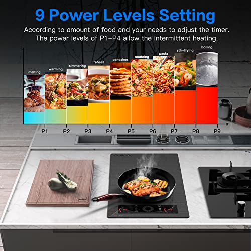 Piano Cottura Induzione con Flex zone, AMZCHEF Piastra a Induzione 2 Fuochi con 9 Livelli di Potenza, Riscaldamento Intermittente, Serrature e timer di sicurezza,Controllo Touch Slide,3300W,grigio : Amazon.it: Grandi elettrodomestici