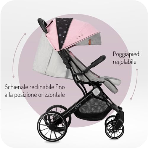 Passeggino MoMi ESTELLE DAKAR a partire da 6 mesi (fino a 22 kg), pieghevole con cintura di sicurezza a 5 punti, cestino porta spesa e funzione di apertura, manico telescopico per il traino : MoMi: Prima infanzia