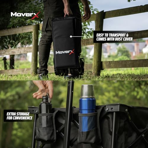 MoverX Carrello da festival su ruote, carro pieghevole, carrello da campeggio portatile, carrello pieghevole per spiaggia, giardino, picnic, shopping, pesca, ruote larghe, manico regolabile, 300 l, : Amazon.it: Giardino e giardinaggio