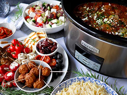 Crock pot Pentola per Cottura Lenta, Slow Cooker, Extra Large 7.5 litri, fino a 10 Persone, Spegnimento Automatico, 2 Impostazioni Cottura e Funzione Warm automatica, 230 W, Ceramica, Argento : Amazon.it: Casa e cucina